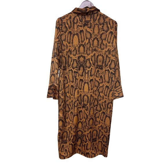 Zara Women's Snakeskin Print Long Sleeve Button Collared Midi Dress Size Large - Picture 6 of 11